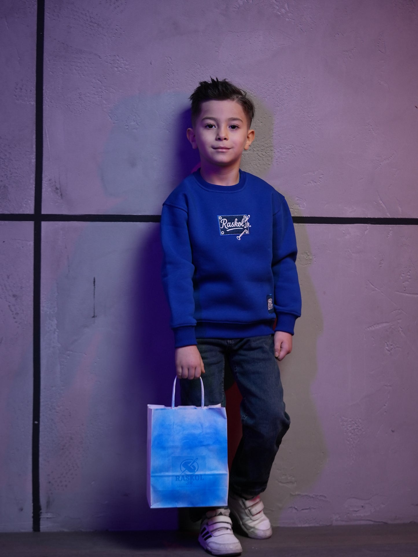 Raskol JR. Çocuk Saks Mavi Sweatshirt