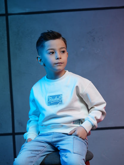 Raskol JR. Çocuk Ekru Beyaz Sweatshirt