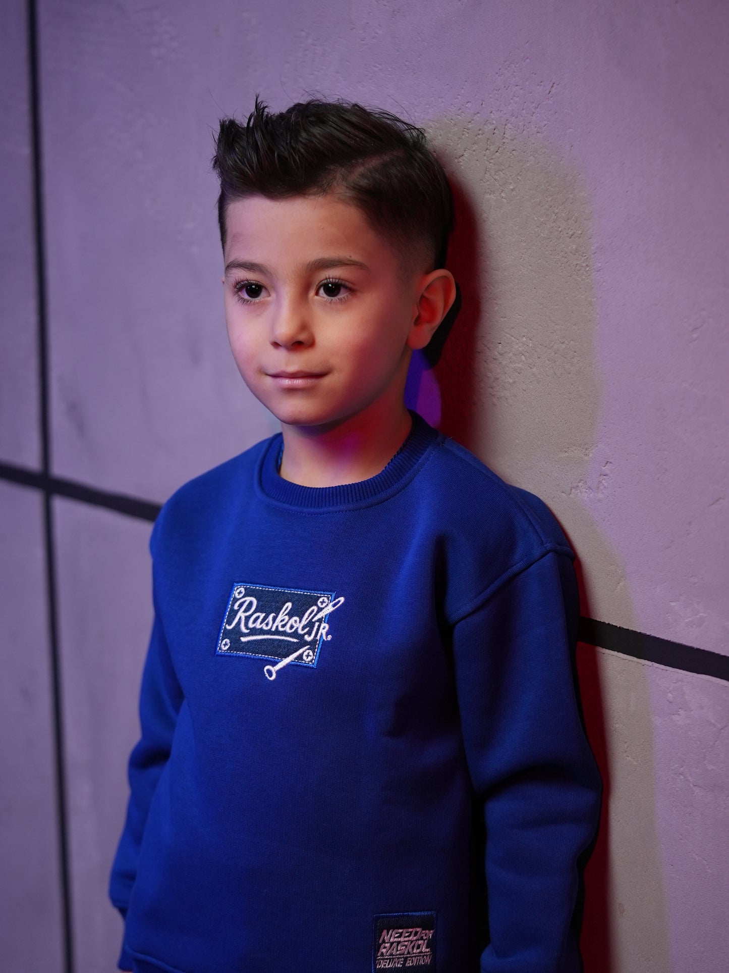 Raskol JR. Çocuk Saks Mavi Sweatshirt